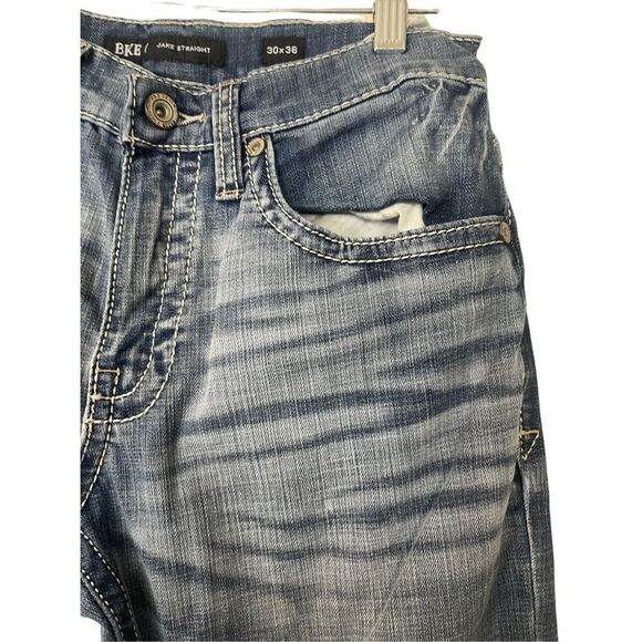 BKE Est 1967 Mens Blue Cotton Blend Stretch Jake Straight Leg Jeans Size 30x36 - Picture 2 of 9